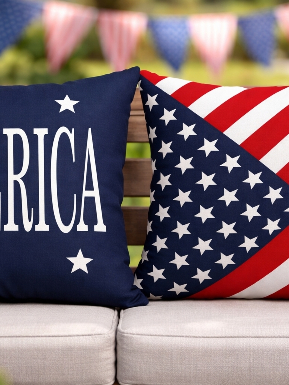 Set Of 2 Patriotic American Flag 4th Of July Accent Throw Pillows 18 x 18